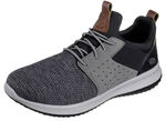 SKECHERS, leichte Herren-Slipper, mit elastischer Zierschnürung GRAU-SCHWARZ